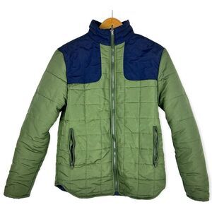 Nomad Insulated Puffy Jacket Olive/Blue Men Size Medium
